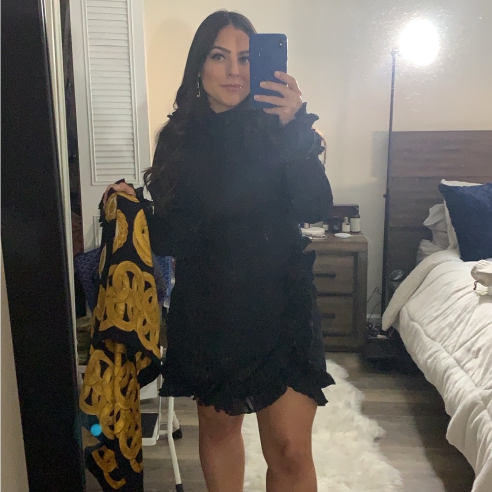 COPY - BLACK ZIMMERMAN RUFFLE CUTOUT DRESS - Picture 3 of 5